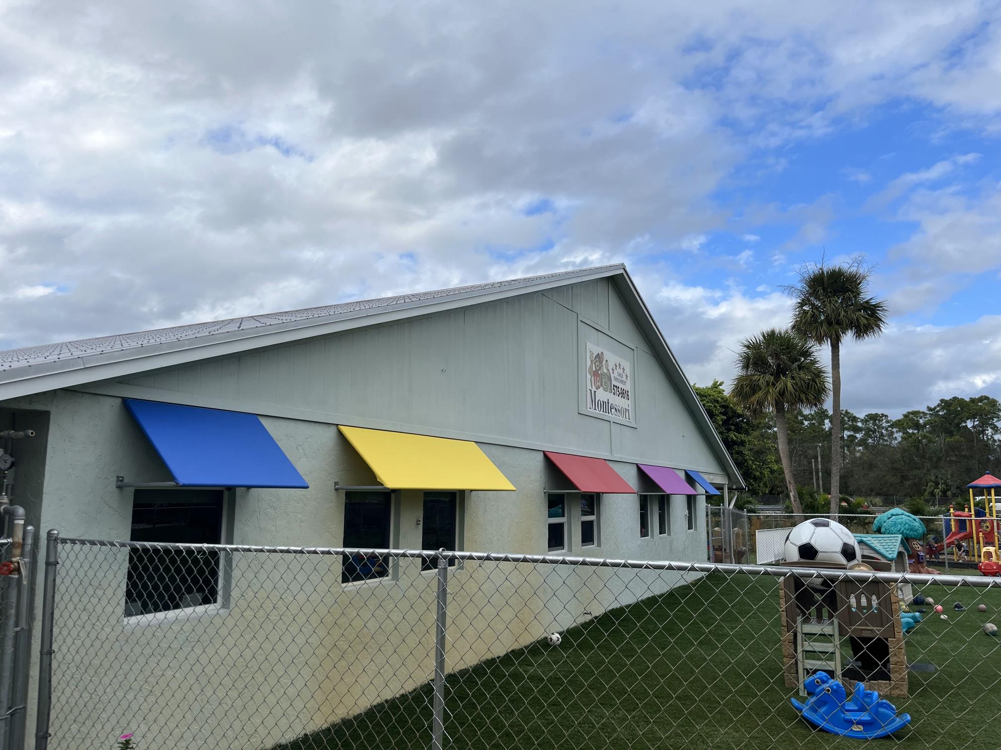 Colorful Window Awnings At Abc Montessori In Jupiter Farms